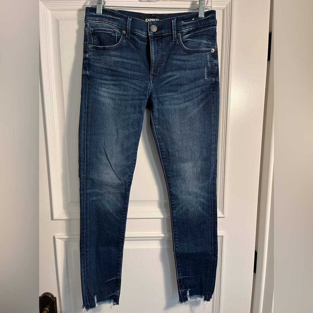 Express - Mid Rise Ankle Leggings - Dark Wash - Size 4R - EUC